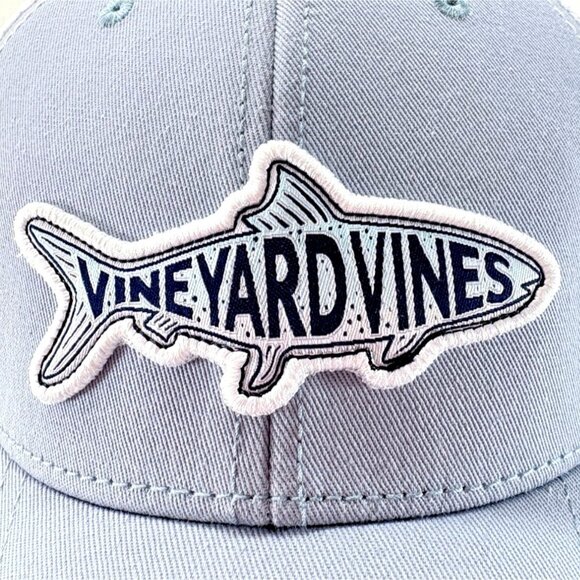 Vineyard Vines Lt Blue White Mesh Back Snapback Mens Trucker Baseball Cap Hat - Picture 3 of 10